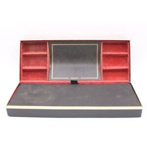 Vtg 1960s Black Red Accessory Jewelry Storage Box Compartments Gold Airline Logo